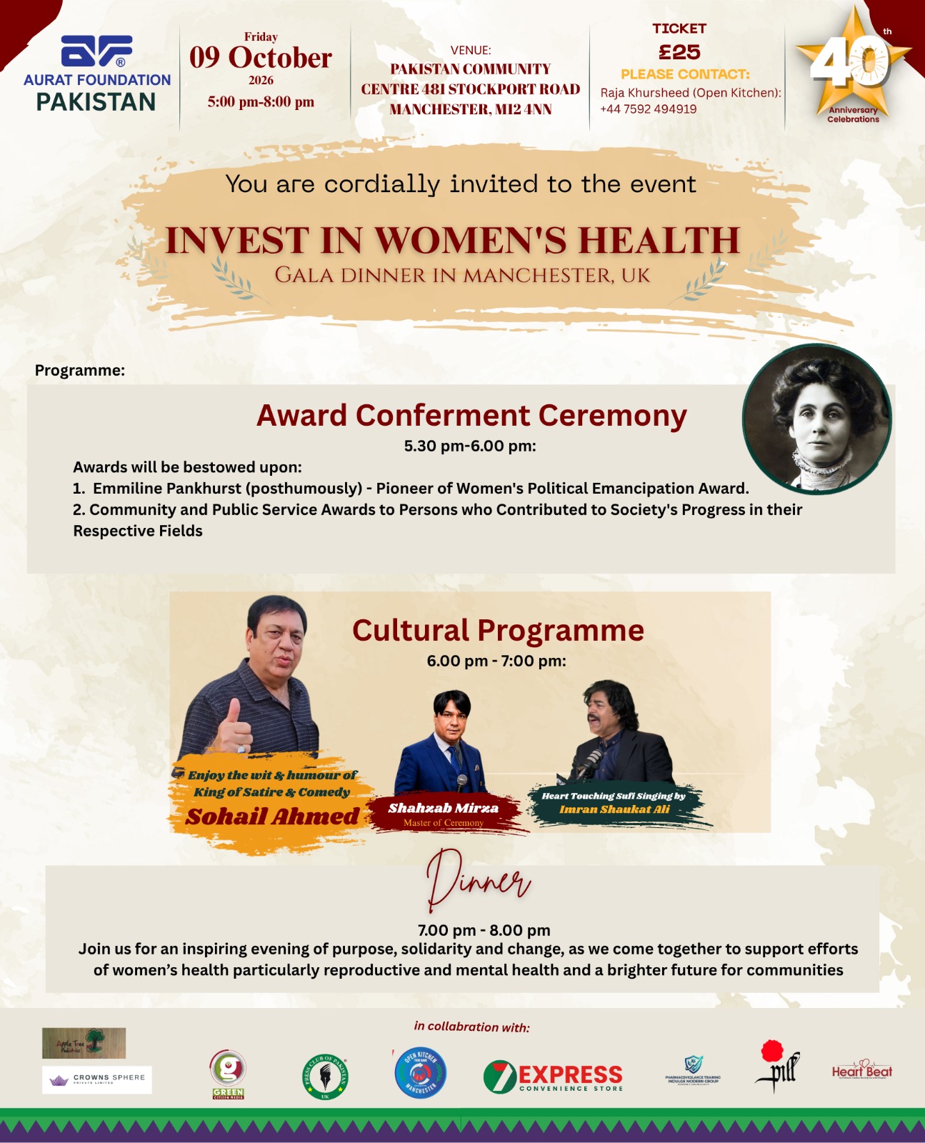 Aurat Foundation 40th Anniversary Dinner