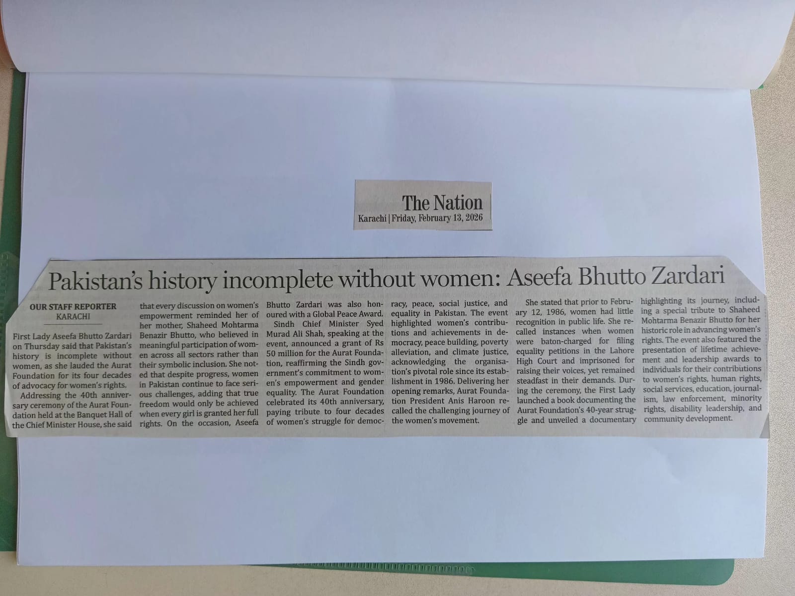 Pakistan's history incomplete without women: Aseefa Bhutto Zardari - The Nation